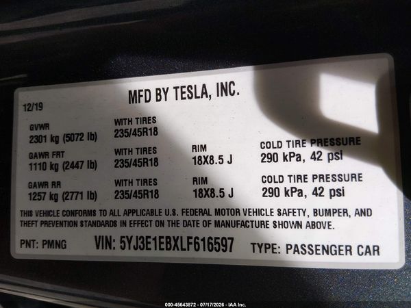2020 TESLA MODEL 3