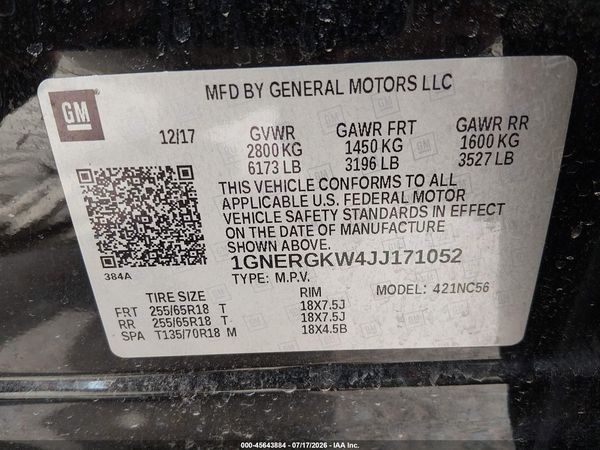 2018 CHEVROLET TRAVERSE LT CLOTH — I9