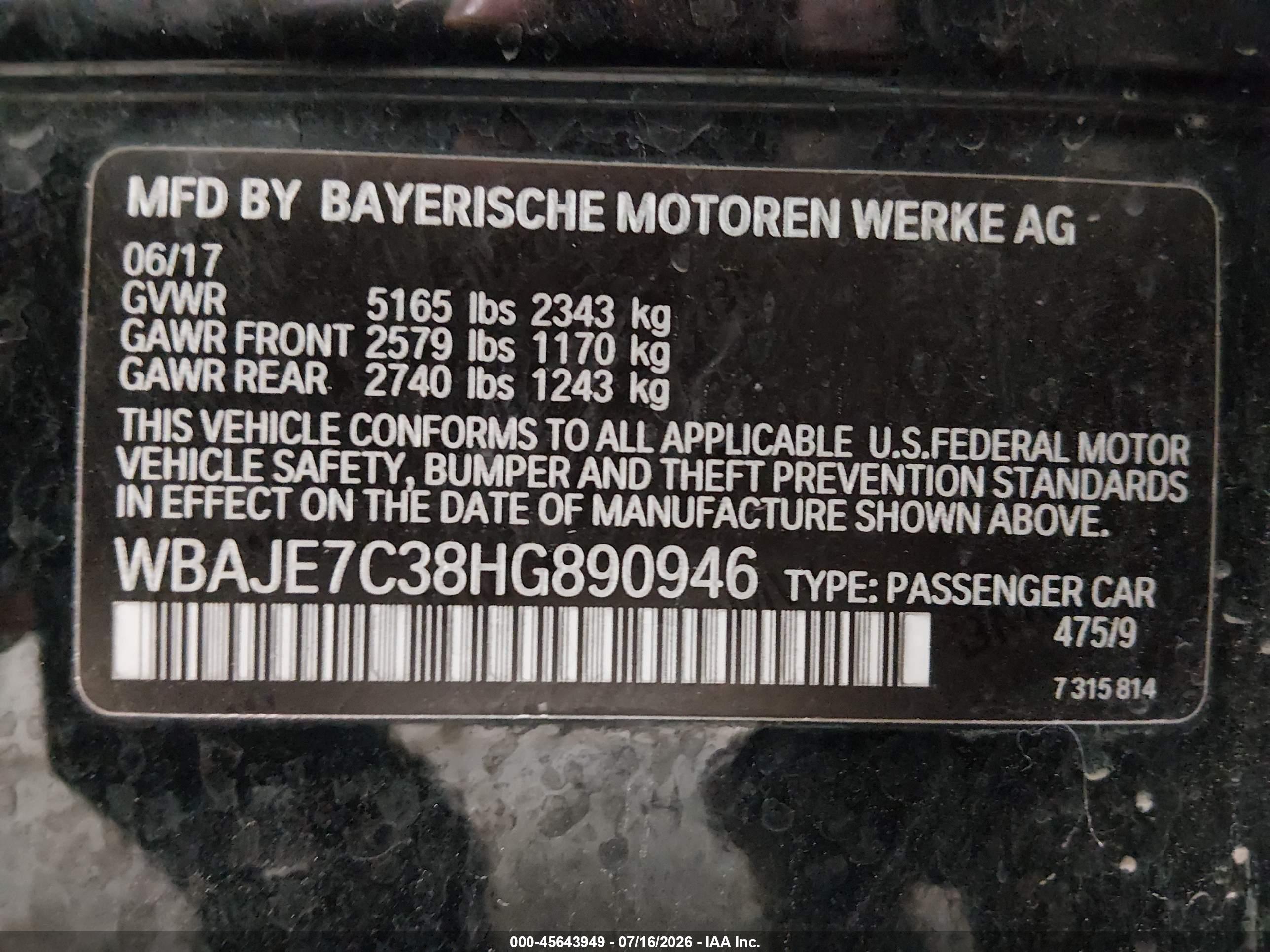 2017 BMW 540I xDrive
