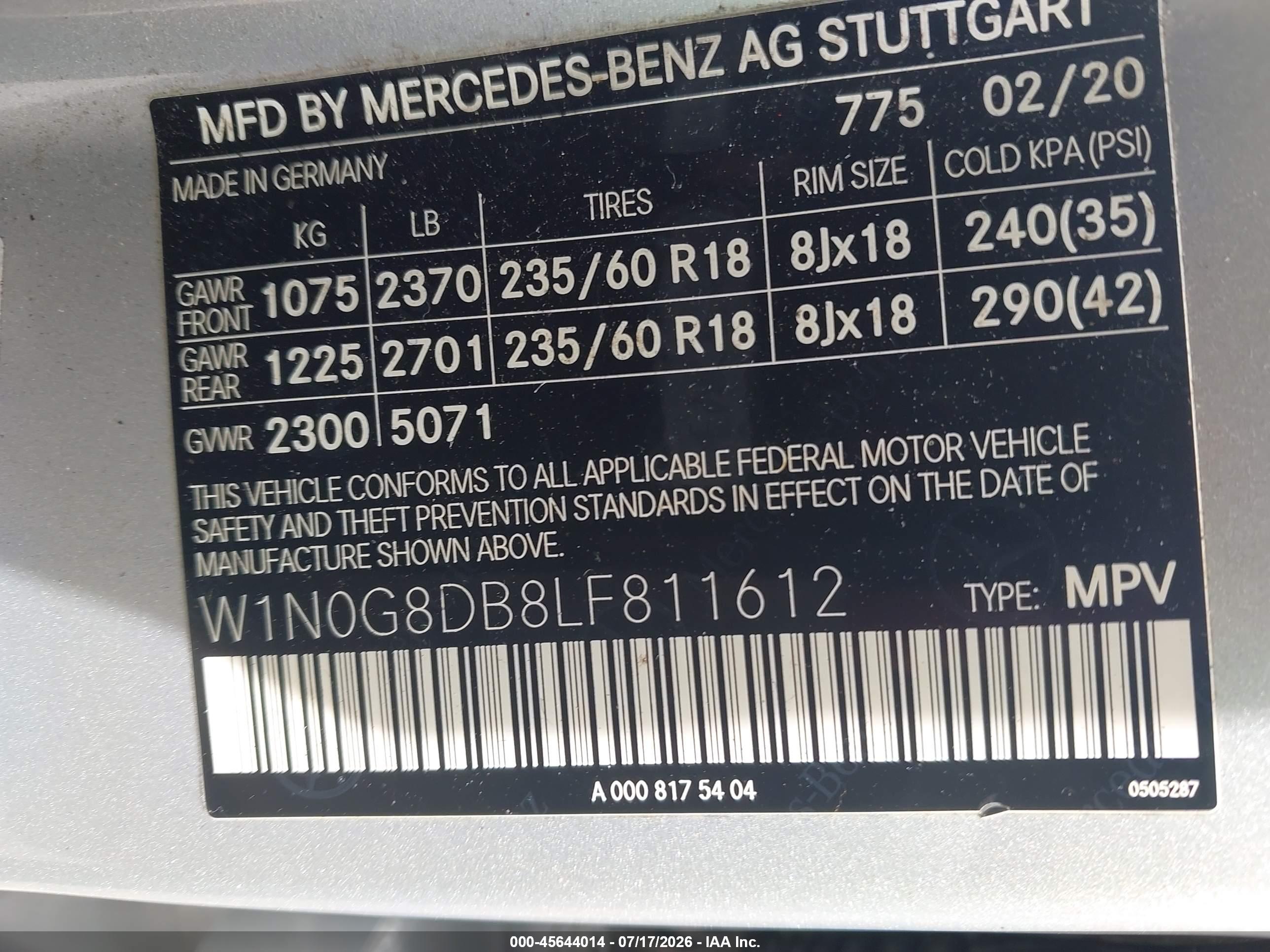2020 MERCEDES-BENZ GLC 300 GLC300