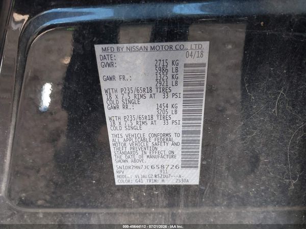 2018 NISSAN PATHFINDER SL