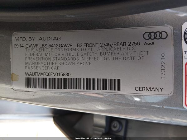 2015 AUDI A6 3.0 TDI PREMIUM PLUS