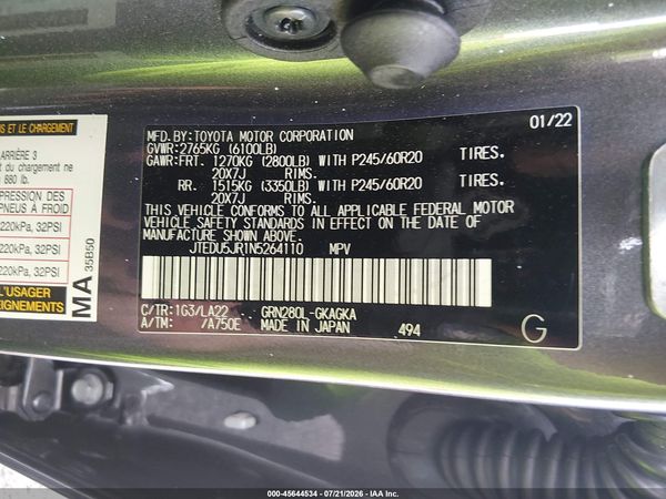 2022 TOYOTA 4RUNNER LIMITED