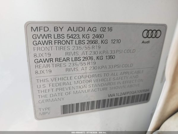 2016 AUDI Q5 2.0T PREMIUM