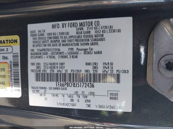 2018 FORD MUSTANG GT