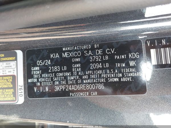 2024 KIA FORTE LXS