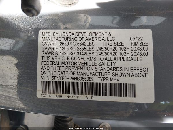 2022 HONDA PILOT AWD SPECIAL EDITION