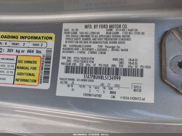 2020 FORD MUSTANG ECOBOOST PREMIUM