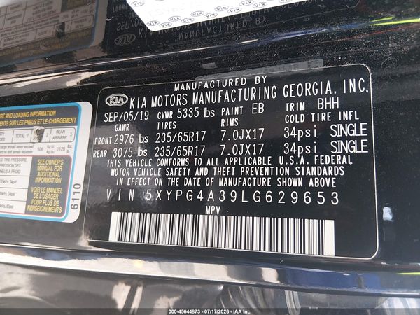 2020 KIA SORENTO 2.4L LX
