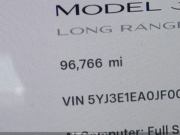 2018 TESLA MODEL 3 LONG RANGE/MID RANGE