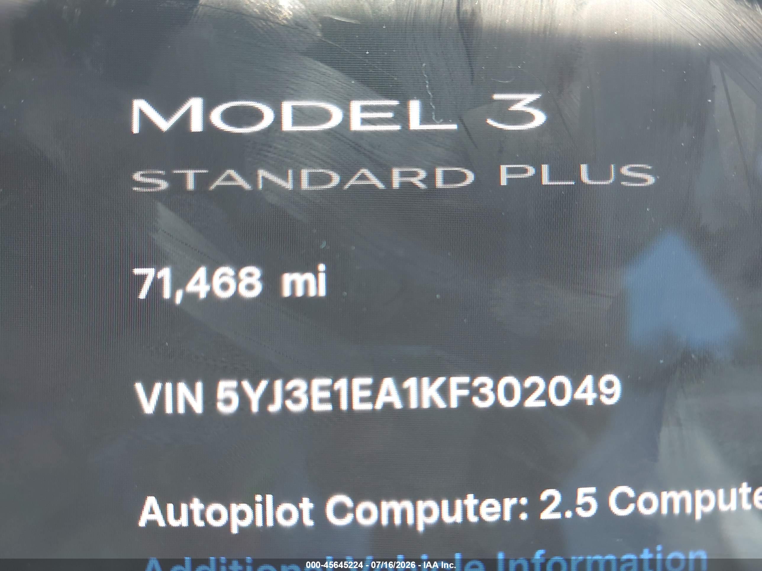 2019 TESLA MODEL 3