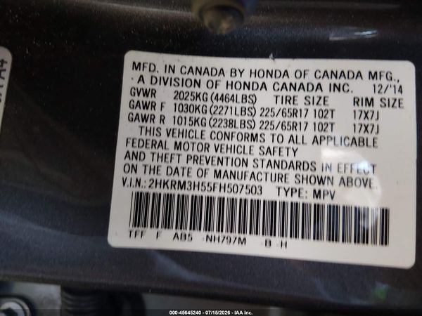 2015 HONDA CR-V EX