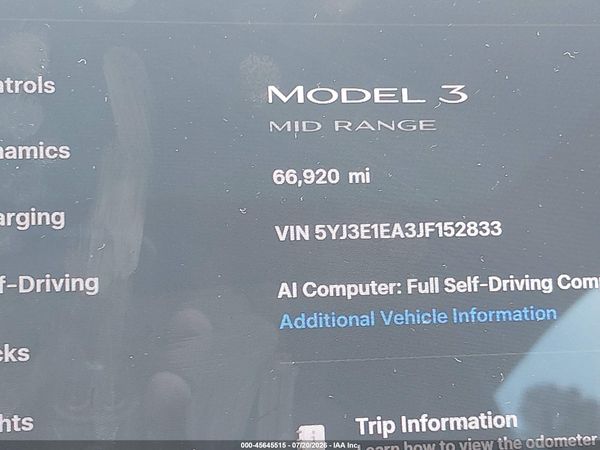 2018 TESLA MODEL 3 LONG RANGE/MID RANGE