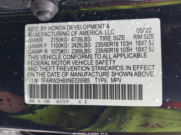 2022 HONDA CR-V AWD EX-L