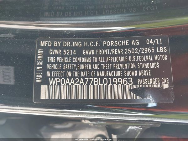 2011 PORSCHE PANAMERA 4