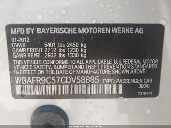 2012 BMW 550I