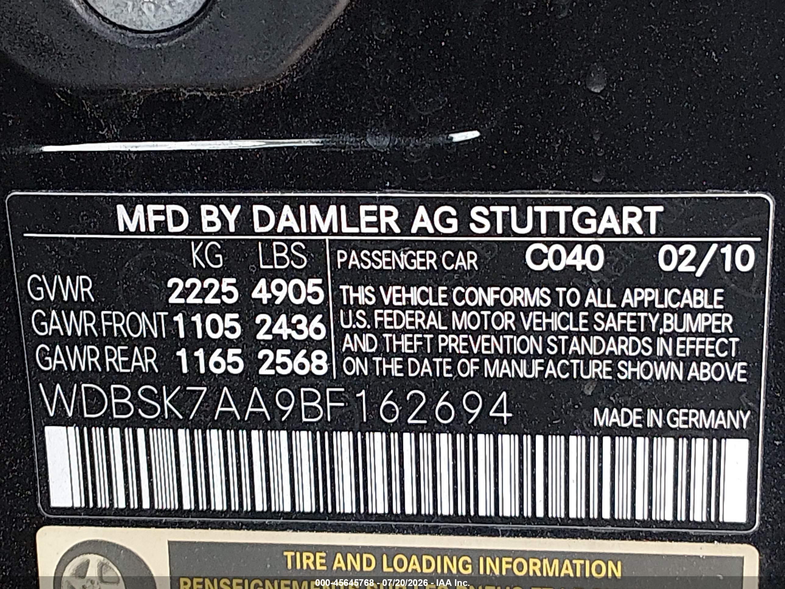 2011 MERCEDES-BENZ SL 63 AMG SL63 AMG