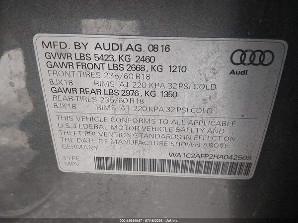 2017 AUDI Q5 2.0T PREMIUM