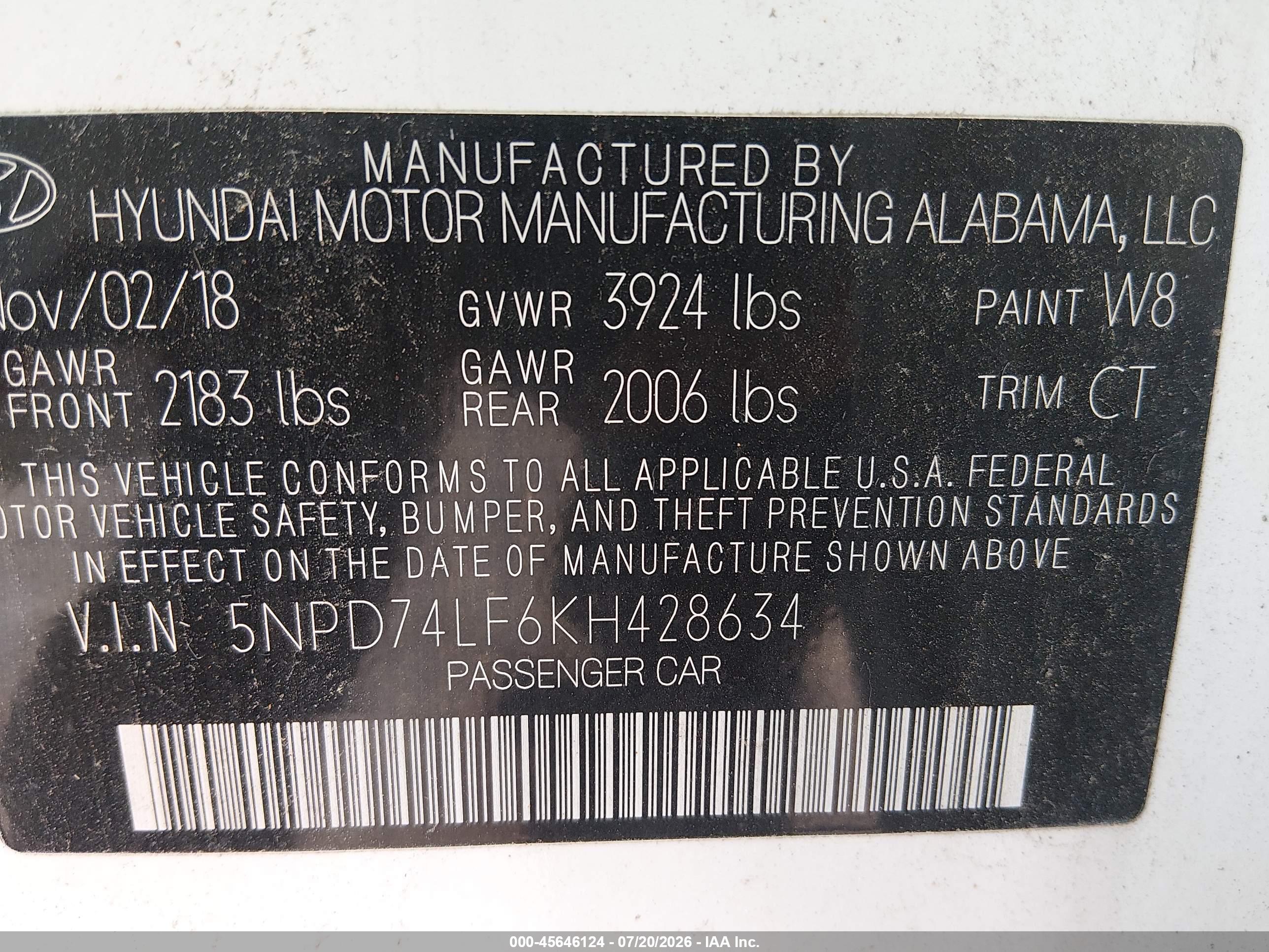 2019 HYUNDAI ELANTRA SE