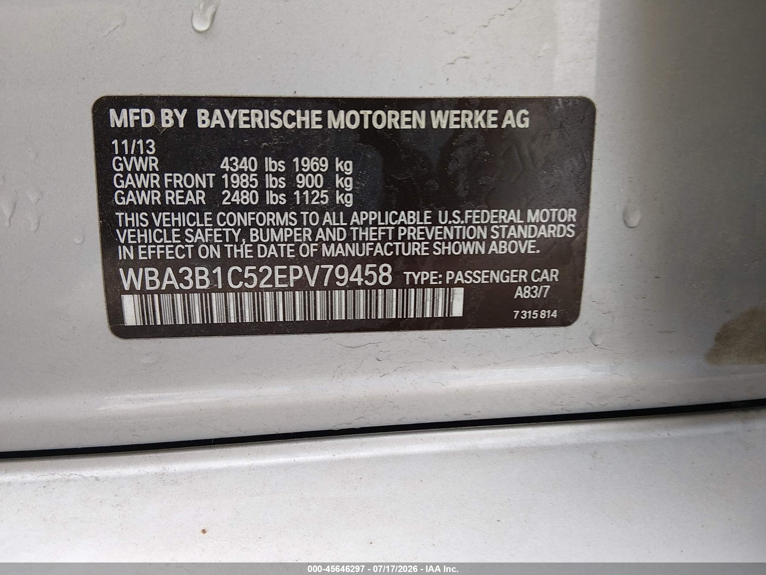 2014 BMW 320I SA