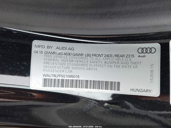 2016 AUDI A3 2.0T PREMIUM