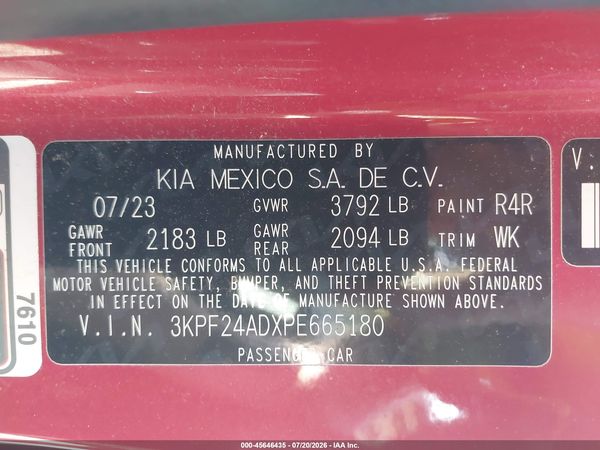 2023 KIA FORTE LXS