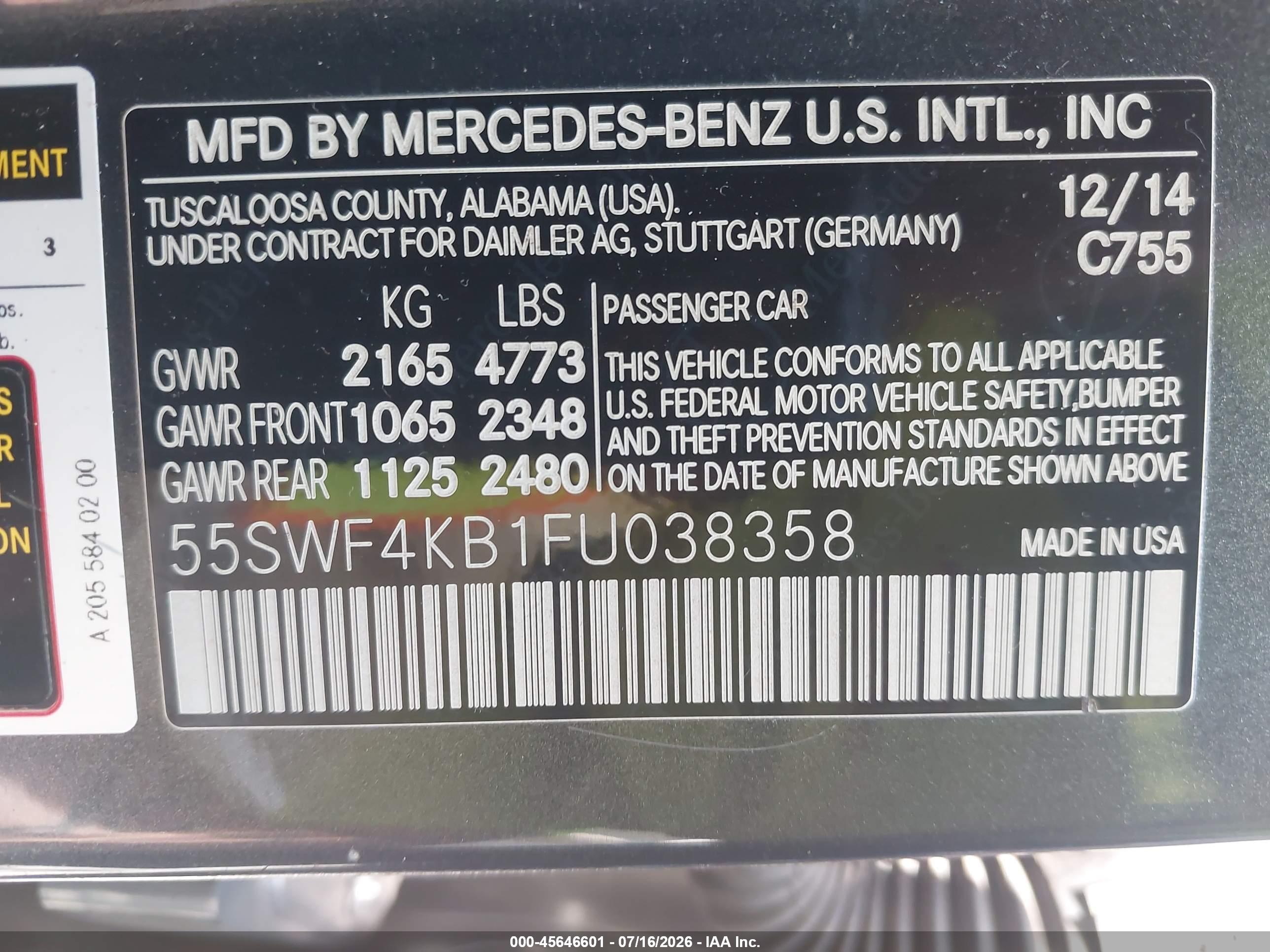 2015 MERCEDES-BENZ C 300 LUXURY 4MATIC
