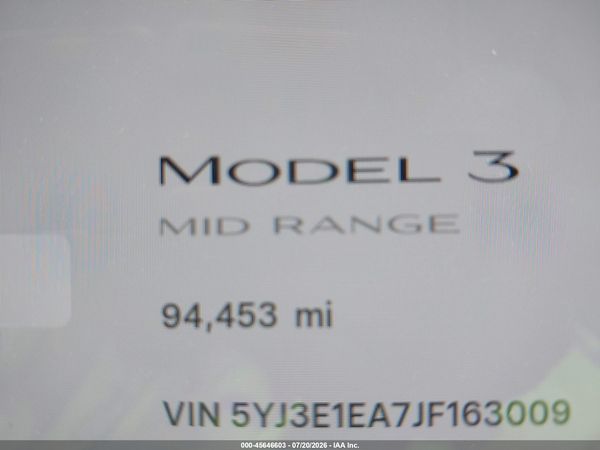 2018 TESLA MODEL 3 LONG RANGE/MID RANGE