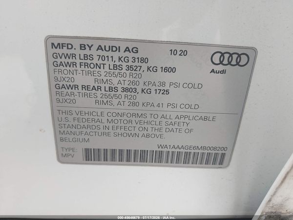 2021 AUDI E-TRON PREMIUM QUATTRO