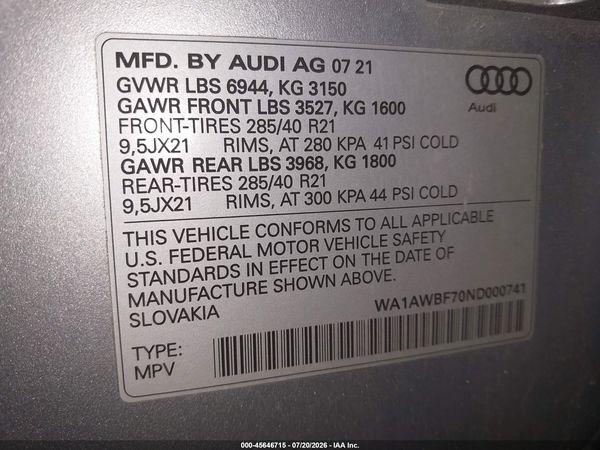 2022 AUDI SQ7