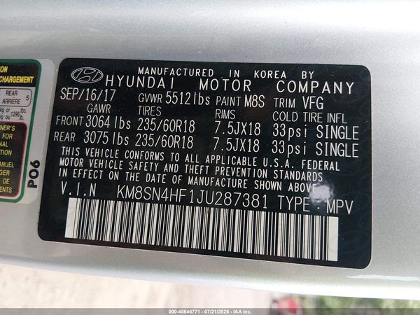 2018 HYUNDAI SANTA FE SE