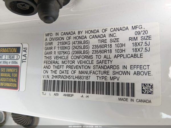 2020 HONDA CR-V AWD EX