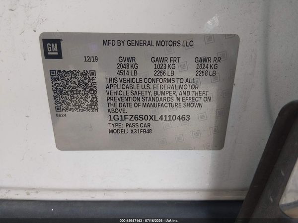 2020 CHEVROLET BOLT EV FWD PREMIER — I9