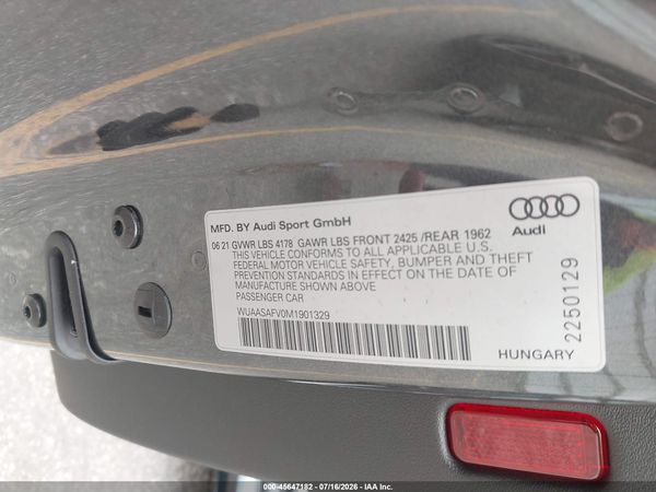 2021 AUDI TT RS TFSI QUATTRO S TRONIC