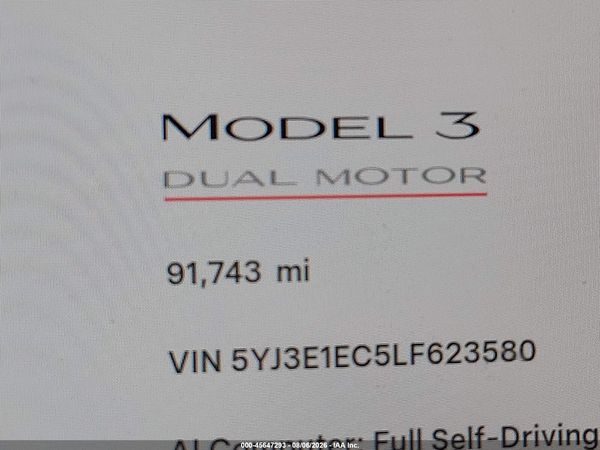 2020 TESLA MODEL 3