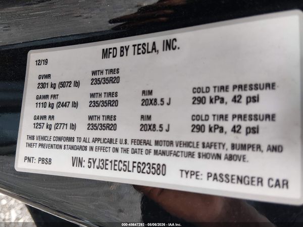2020 TESLA MODEL 3