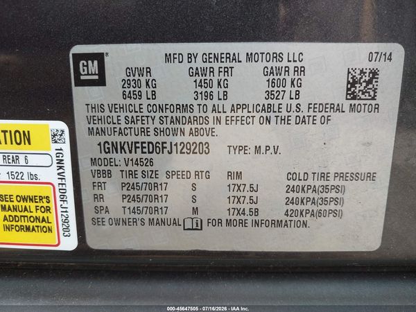 2015 CHEVROLET TRAVERSE LS — I9