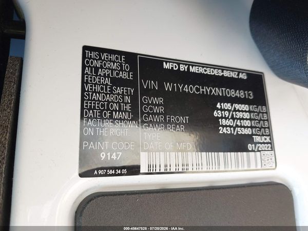 2022 MERCEDES-BENZ SPRINTER 2500 HIGH ROOF I4
