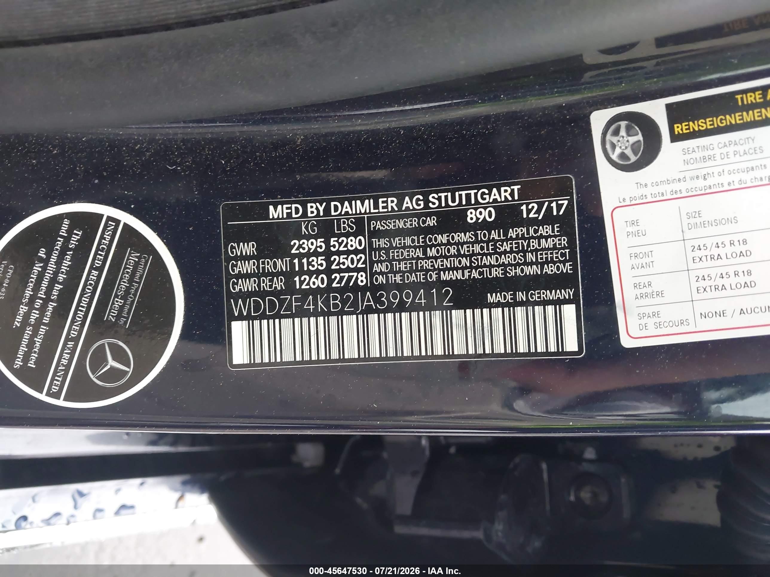 2018 MERCEDES-BENZ E 300 4MATIC