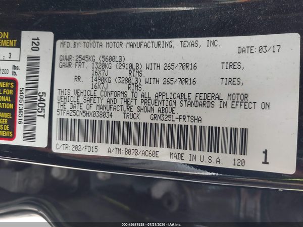 2017 TOYOTA TACOMA TRD OFF ROAD