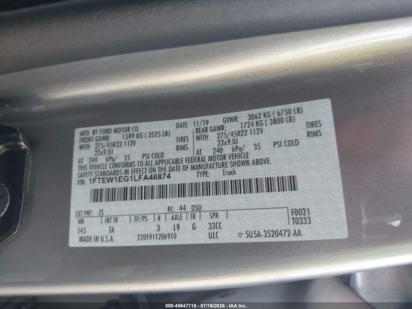 2020 FORD F-150 LIMITED