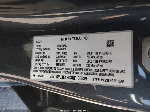 2022 TESLA MODEL 3