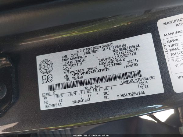 2018 FORD F-150 LARIAT