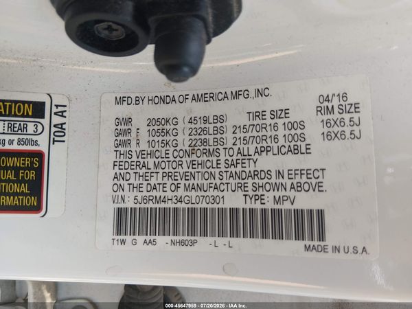 2016 HONDA CR-V LX