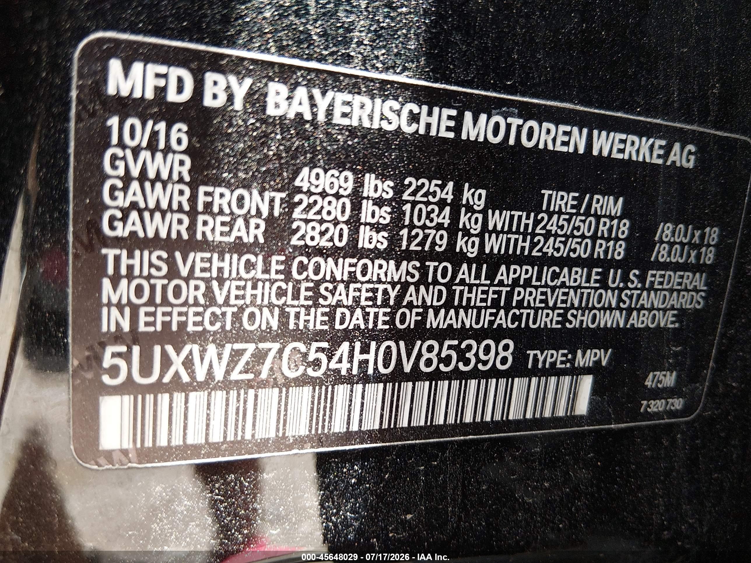 2017 BMW X3 SDRIVE28I