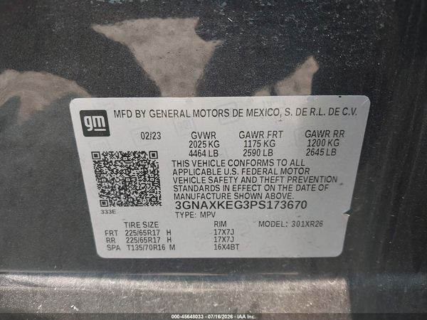 2023 CHEVROLET EQUINOX FWD LT — I9