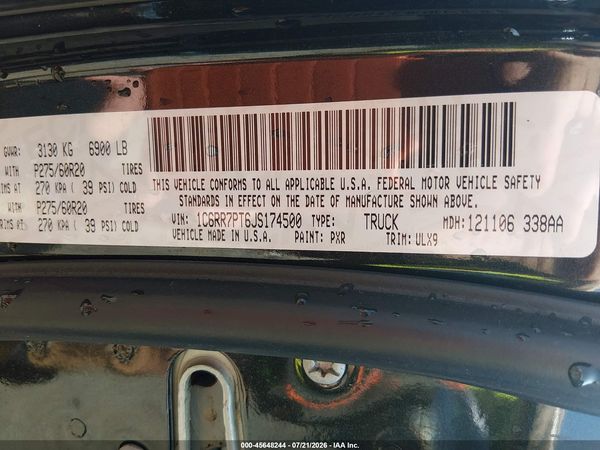 2018 RAM 1500 LIMITED  4X4 5'7 BOX
