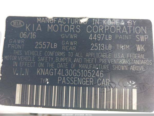 2016 KIA OPTIMA LX