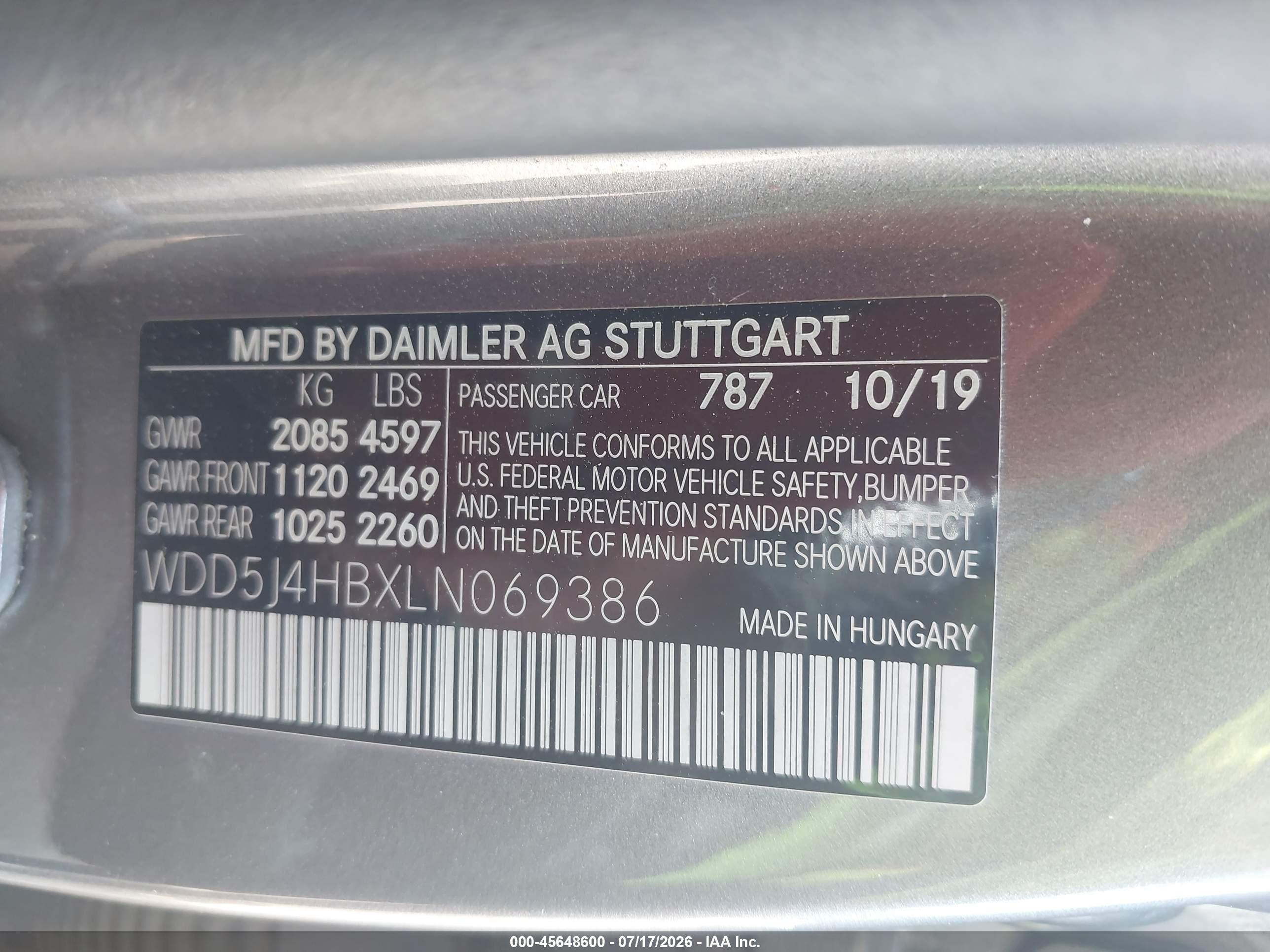2020 MERCEDES-BENZ CLA 250 4MATIC