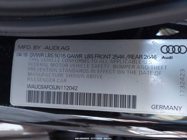 2018 AUDI A6 2.0T PREMIUM/2.0T SPORT